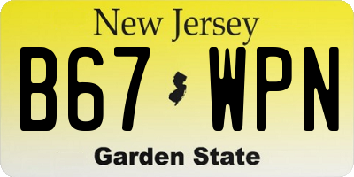 NJ license plate B67WPN