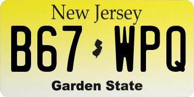 NJ license plate B67WPQ