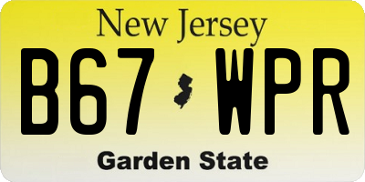 NJ license plate B67WPR