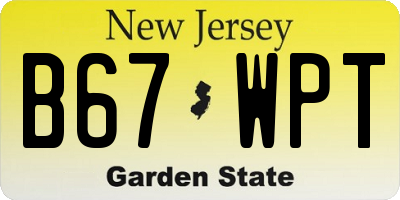 NJ license plate B67WPT
