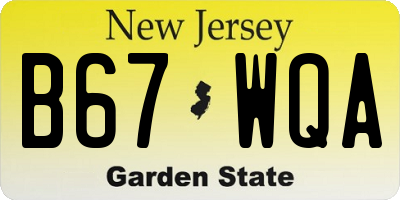 NJ license plate B67WQA