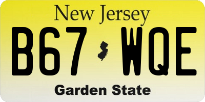 NJ license plate B67WQE