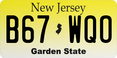 NJ license plate B67WQO