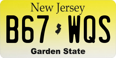 NJ license plate B67WQS