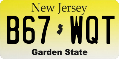 NJ license plate B67WQT