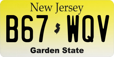 NJ license plate B67WQV