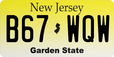 NJ license plate B67WQW