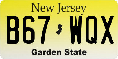 NJ license plate B67WQX