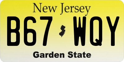 NJ license plate B67WQY