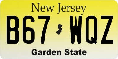 NJ license plate B67WQZ
