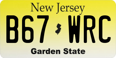 NJ license plate B67WRC