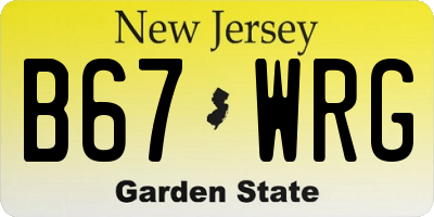 NJ license plate B67WRG