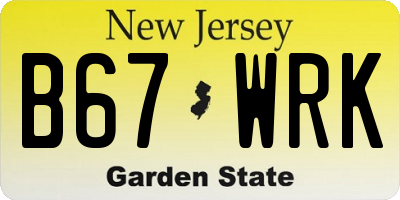 NJ license plate B67WRK