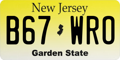 NJ license plate B67WRO