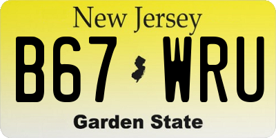 NJ license plate B67WRU