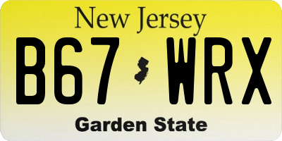 NJ license plate B67WRX