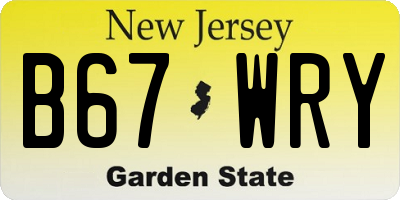 NJ license plate B67WRY