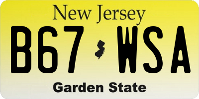 NJ license plate B67WSA