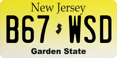 NJ license plate B67WSD