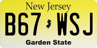 NJ license plate B67WSJ