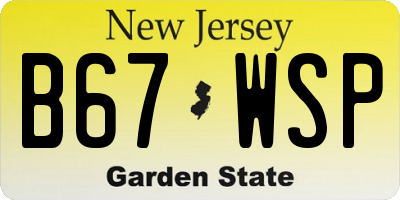 NJ license plate B67WSP
