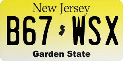 NJ license plate B67WSX