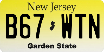 NJ license plate B67WTN