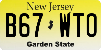 NJ license plate B67WTO