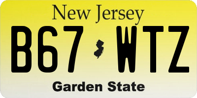 NJ license plate B67WTZ