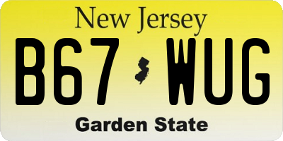 NJ license plate B67WUG