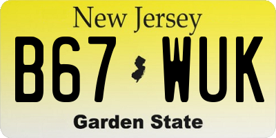 NJ license plate B67WUK