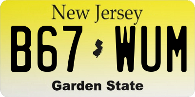 NJ license plate B67WUM
