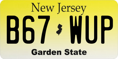 NJ license plate B67WUP