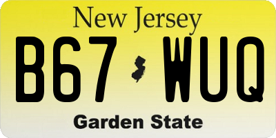 NJ license plate B67WUQ