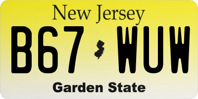 NJ license plate B67WUW