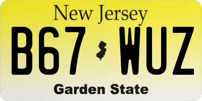 NJ license plate B67WUZ