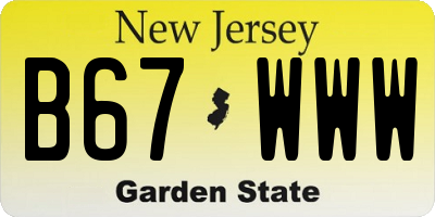 NJ license plate B67WWW