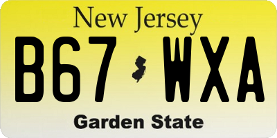 NJ license plate B67WXA