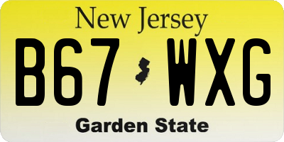 NJ license plate B67WXG