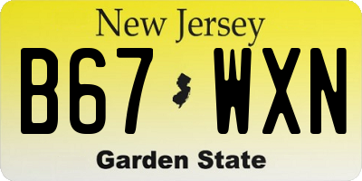 NJ license plate B67WXN