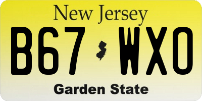 NJ license plate B67WXO