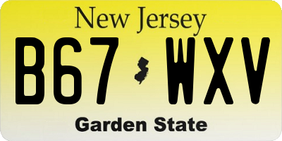 NJ license plate B67WXV