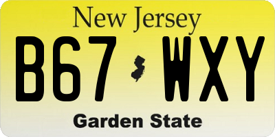NJ license plate B67WXY