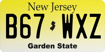 NJ license plate B67WXZ