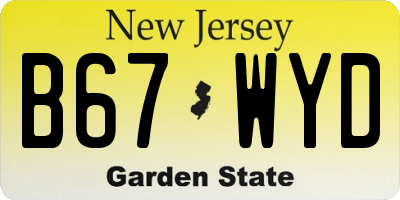 NJ license plate B67WYD
