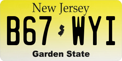 NJ license plate B67WYI