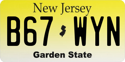 NJ license plate B67WYN