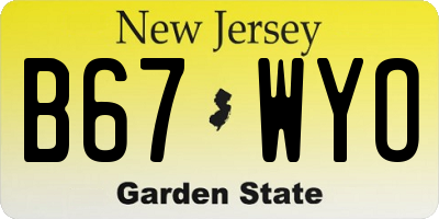 NJ license plate B67WYO