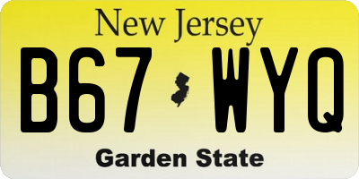 NJ license plate B67WYQ