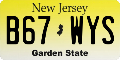 NJ license plate B67WYS